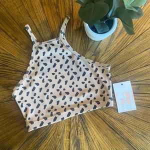 Women’s Gianni Bini active ribbed animal spotted high neck bra size XS